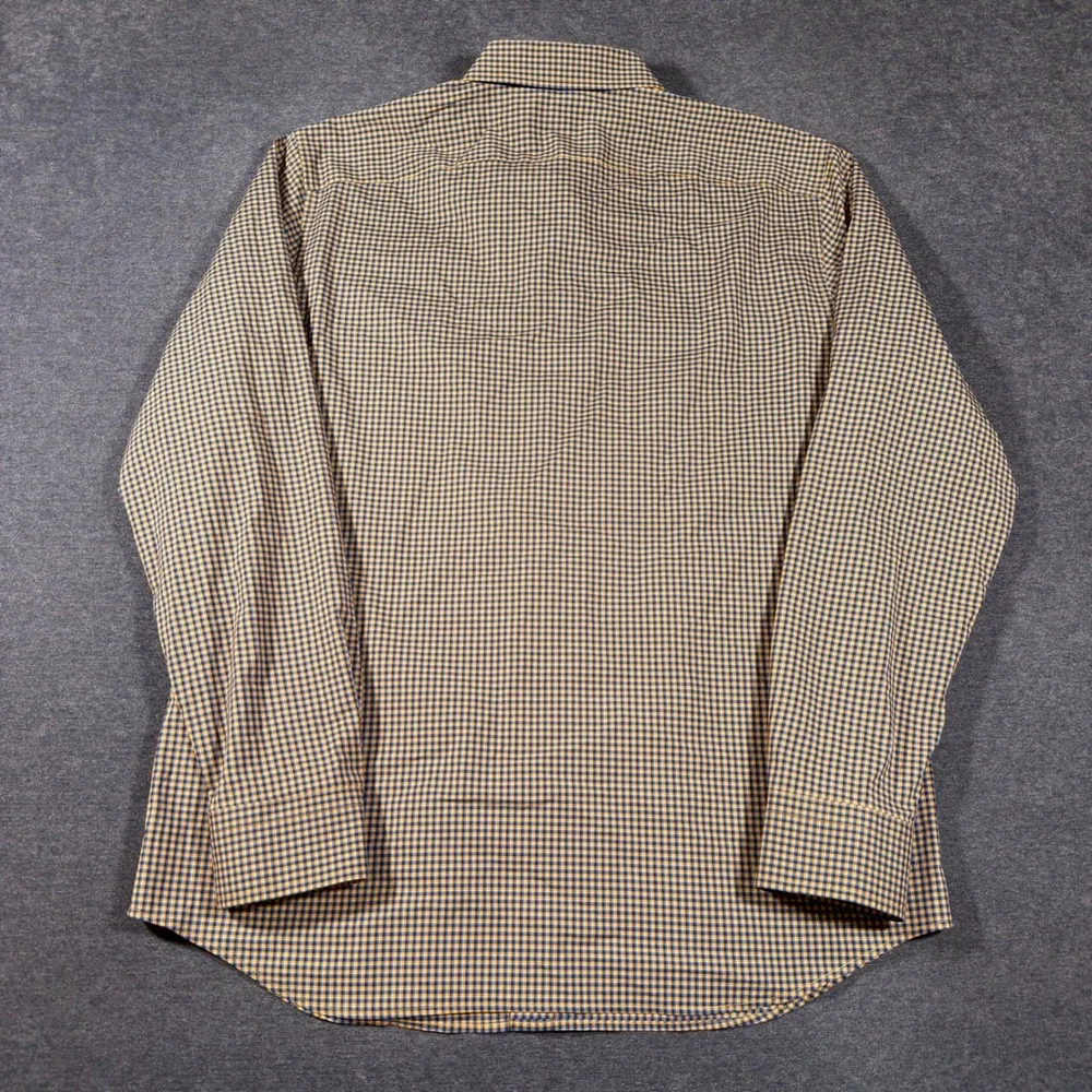 Banana Republic Button Down Shirt Mens L Orange Plaid Slim Flex Tech Stretch